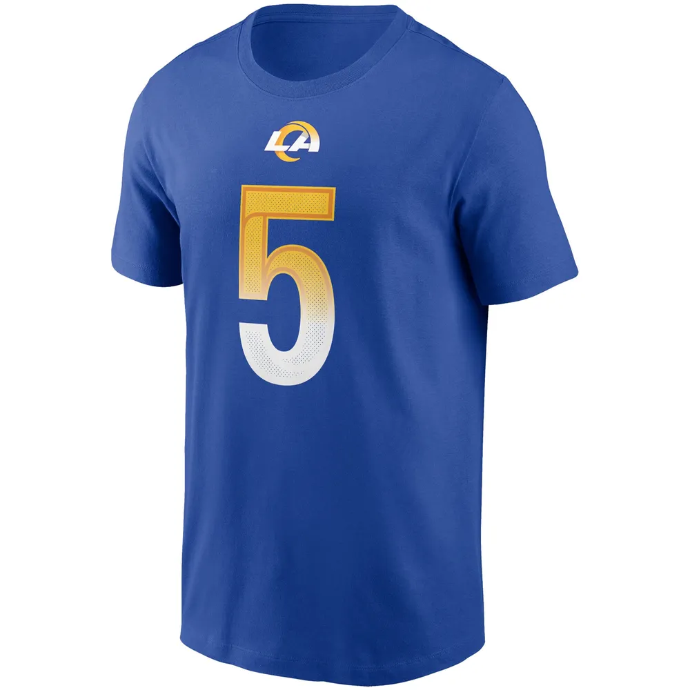 T-shirt Nike Jalen Ramsey Royal Los Angeles Rams pour homme avec nom et numéro de joueur