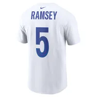 T-shirt Nike Jalen Ramsey pour homme, blanc, nom et numéro du joueur des Los Angeles Rams