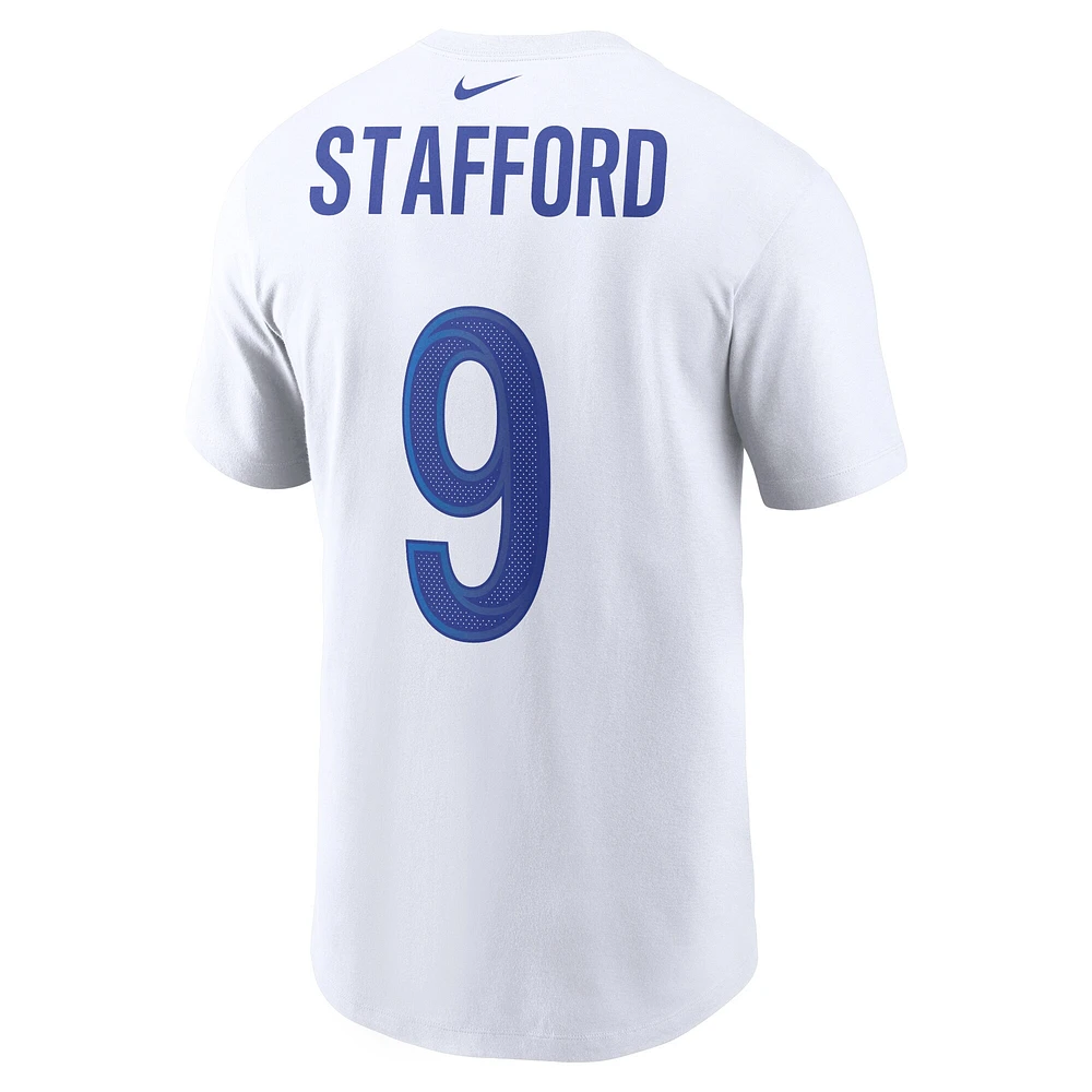 T-shirt avec nom et numéro Nike Matthew Stafford pour homme, blanc, Los Angeles Rams