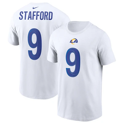 T-shirt avec nom et numéro Nike Matthew Stafford pour homme, blanc, Los Angeles Rams