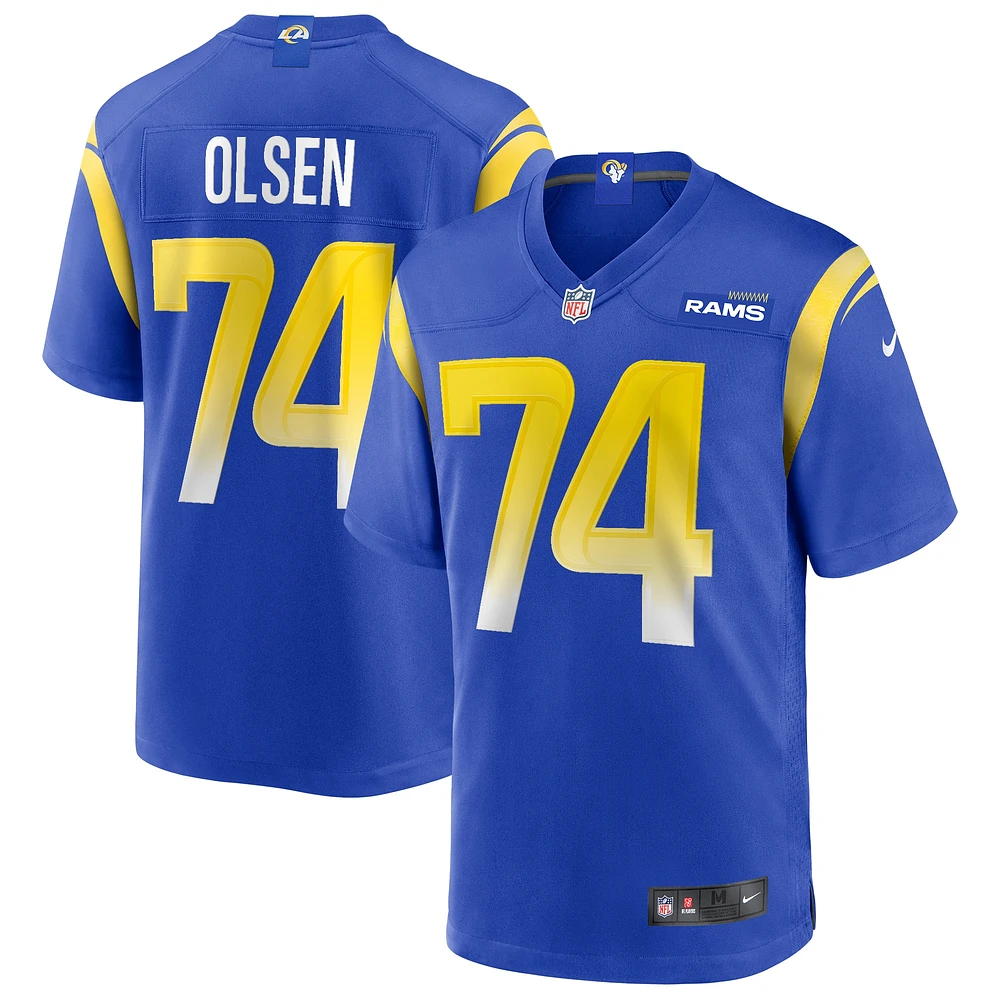 Maillot de joueur retraité Nike Merlin Olsen Royal Los Angeles Rams Game pour homme