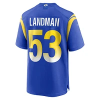 Men's Nike Nate Landman  Royal Los Angeles Rams Team Game Jersey