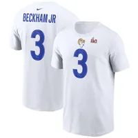 Men's Nike Odell Beckham Jr. White Los Angeles Rams Super Bowl LVI Name & Number T-Shirt