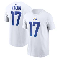 T-shirt Nike Puka Nacua pour homme, blanc, nom et numéro du joueur des Los Angeles Rams