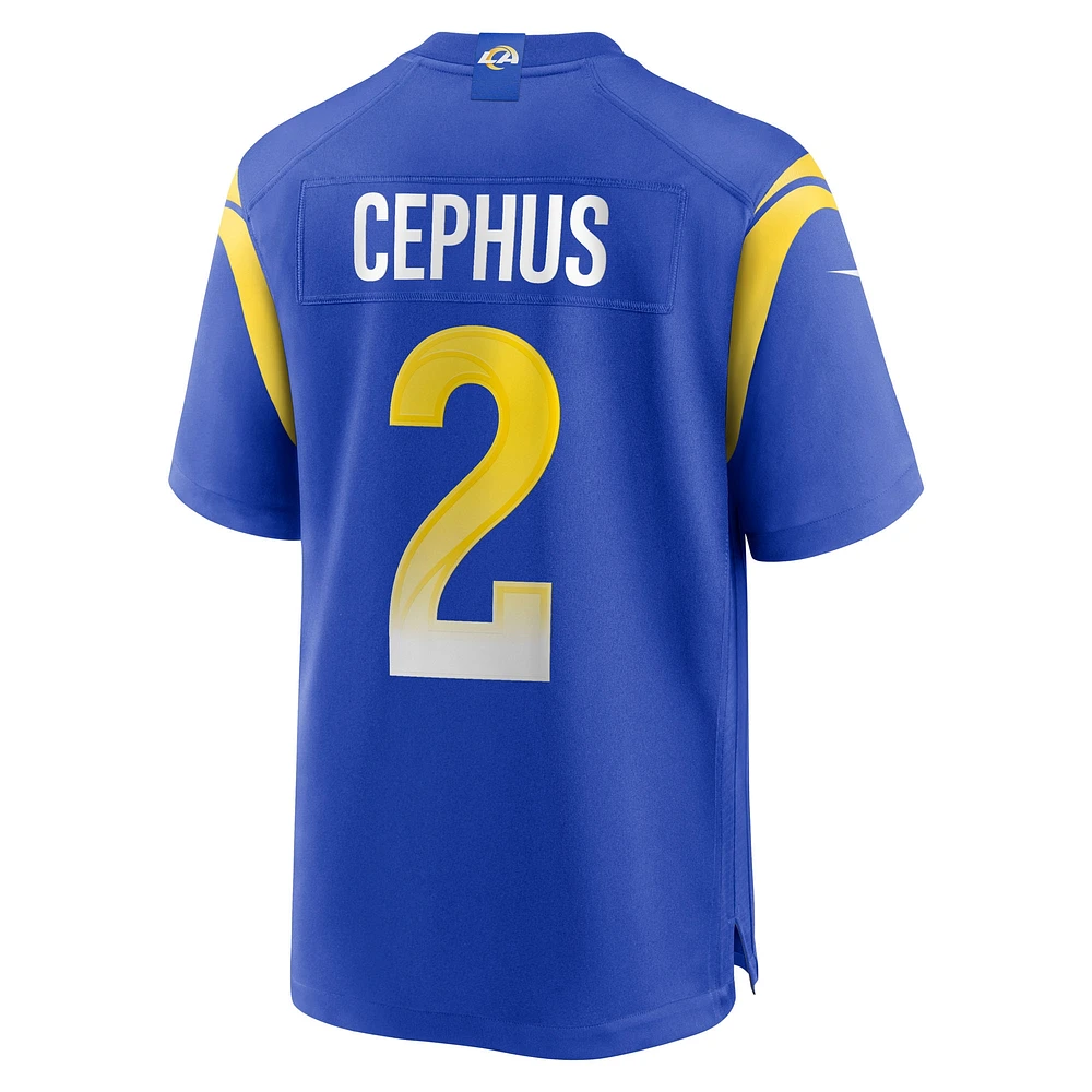 Maillot de jeu d'équipe Nike Quintez Cephus Royal Los Angeles Rams pour homme