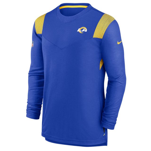 T-shirt à manches longues Nike Los Angeles Rams Sideline Performance pour homme, bleu royal/doré