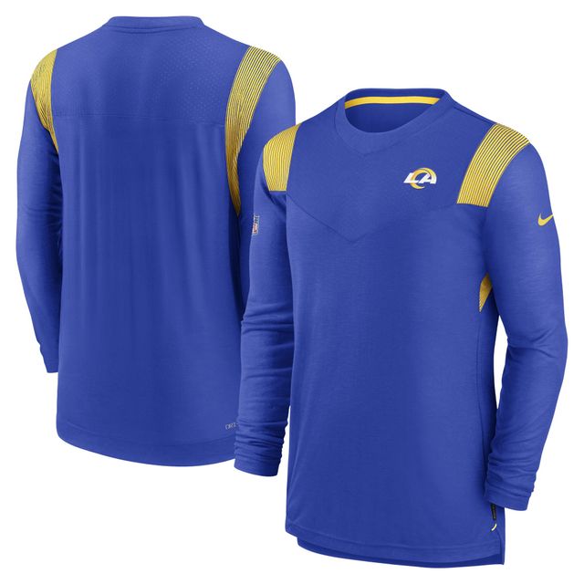 T-shirt à manches longues Nike Los Angeles Rams Sideline Performance pour homme, bleu royal/doré