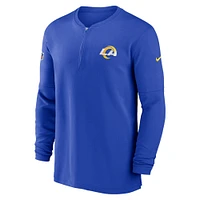 Men's Nike  Royal Los Angeles Rams 2023 Sideline Performance Long Sleeve Tri-Blend Quarter-Zip Top