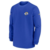 Men's Nike  Royal Los Angeles Rams 2023 Sideline Throwback Heavy Brushed Waffle Long Sleeve Top