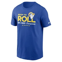 T-shirt Nike Royal Los Angeles Rams 2024 NFC West Division Champions Locker Room Trophy Collection pour homme