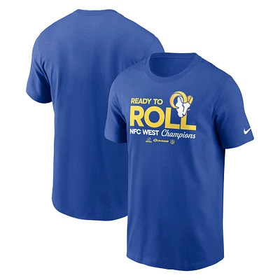 T-shirt Nike Royal Los Angeles Rams 2024 NFC West Division Champions Locker Room Trophy Collection pour homme