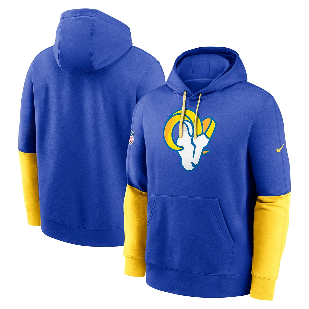 Sweat à capuche Nike Royal Los Angeles Rams 2024 Sideline Club pour homme