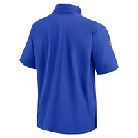 Veste à capuche manches courtes et demi-zip Nike Royal Los Angeles Rams 2024 Sideline Coach pour homme