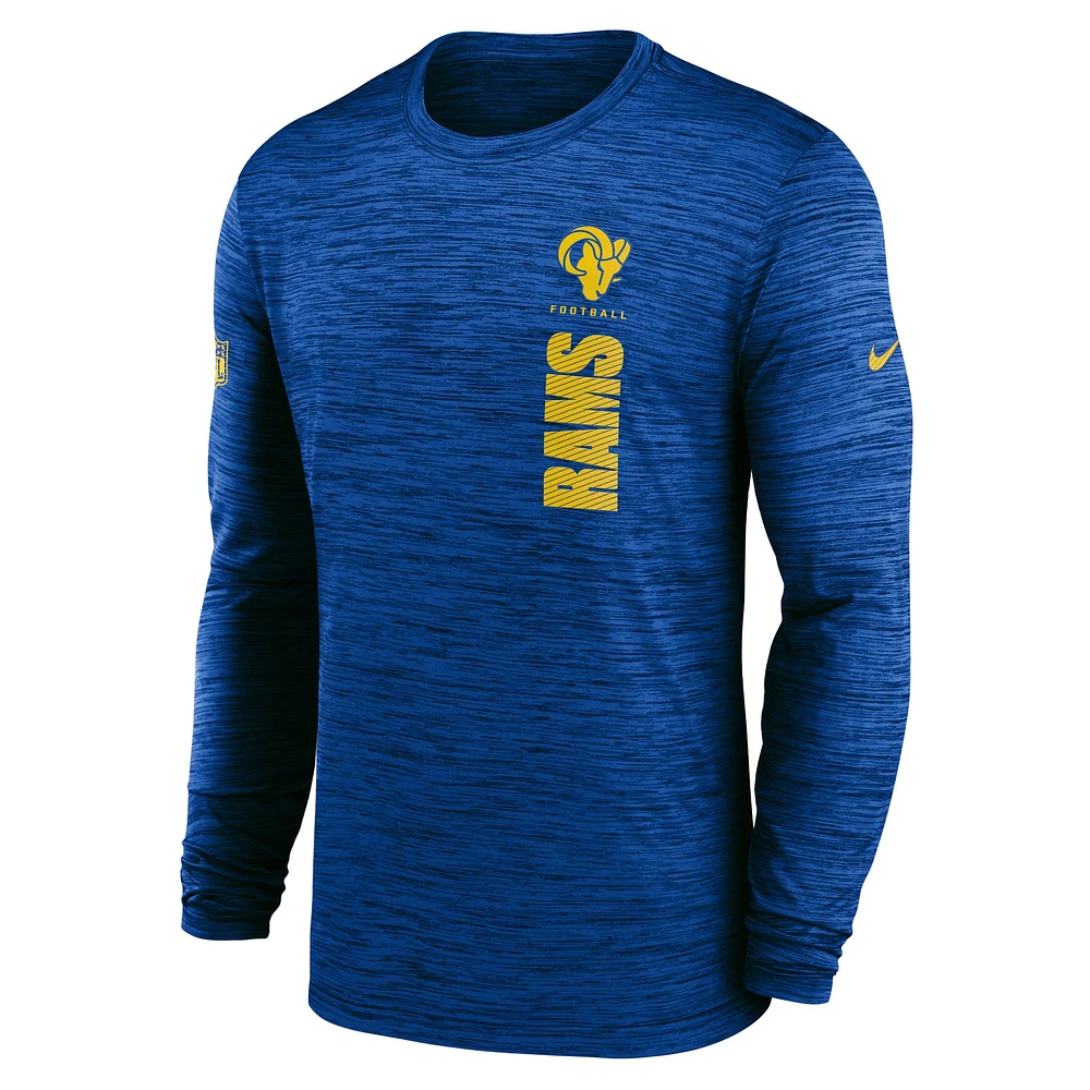 T-shirt à manches longues Nike Royal Los Angeles Rams 2024 Sideline Velocity Performance pour homme