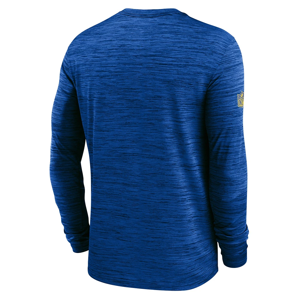 T-shirt à manches longues Nike Royal Los Angeles Rams 2024 Sideline Velocity Performance pour homme