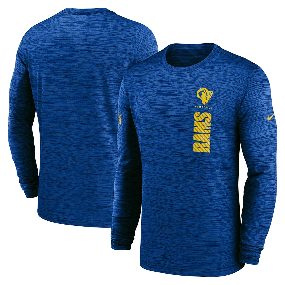 T-shirt à manches longues Nike Royal Los Angeles Rams 2024 Sideline Velocity Performance pour homme