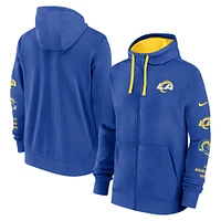 Veste à capuche entièrement zippée Nike Royal Los Angeles Rams Club pour homme