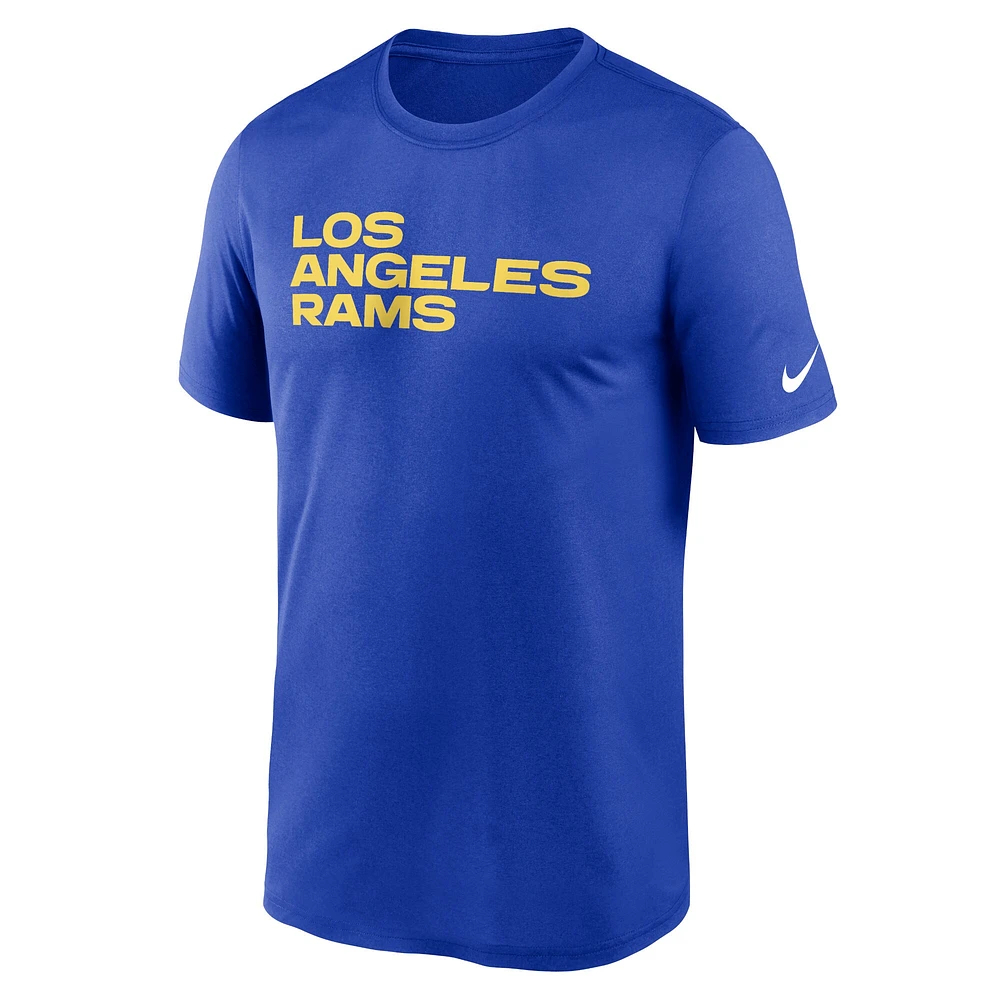 T-shirt Nike Royal Los Angeles Rams Legend Wordmark Performance pour homme