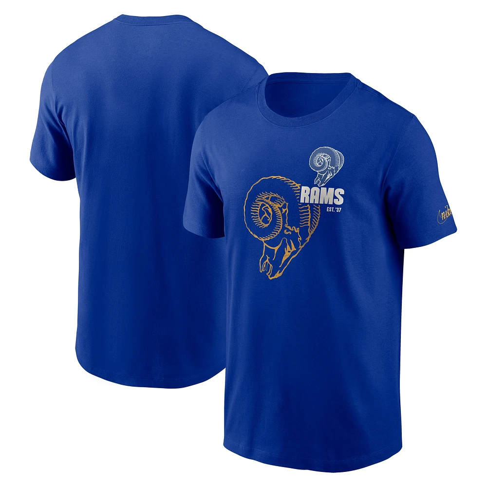 T-shirt Nike Royal Los Angeles Rams Essential pour homme avec logo