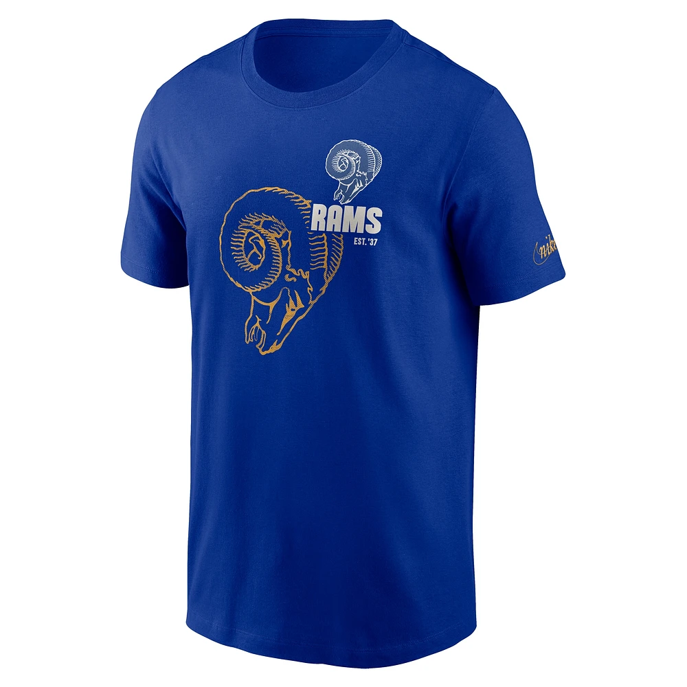 T-shirt Nike Royal Los Angeles Rams Essential pour homme avec logo