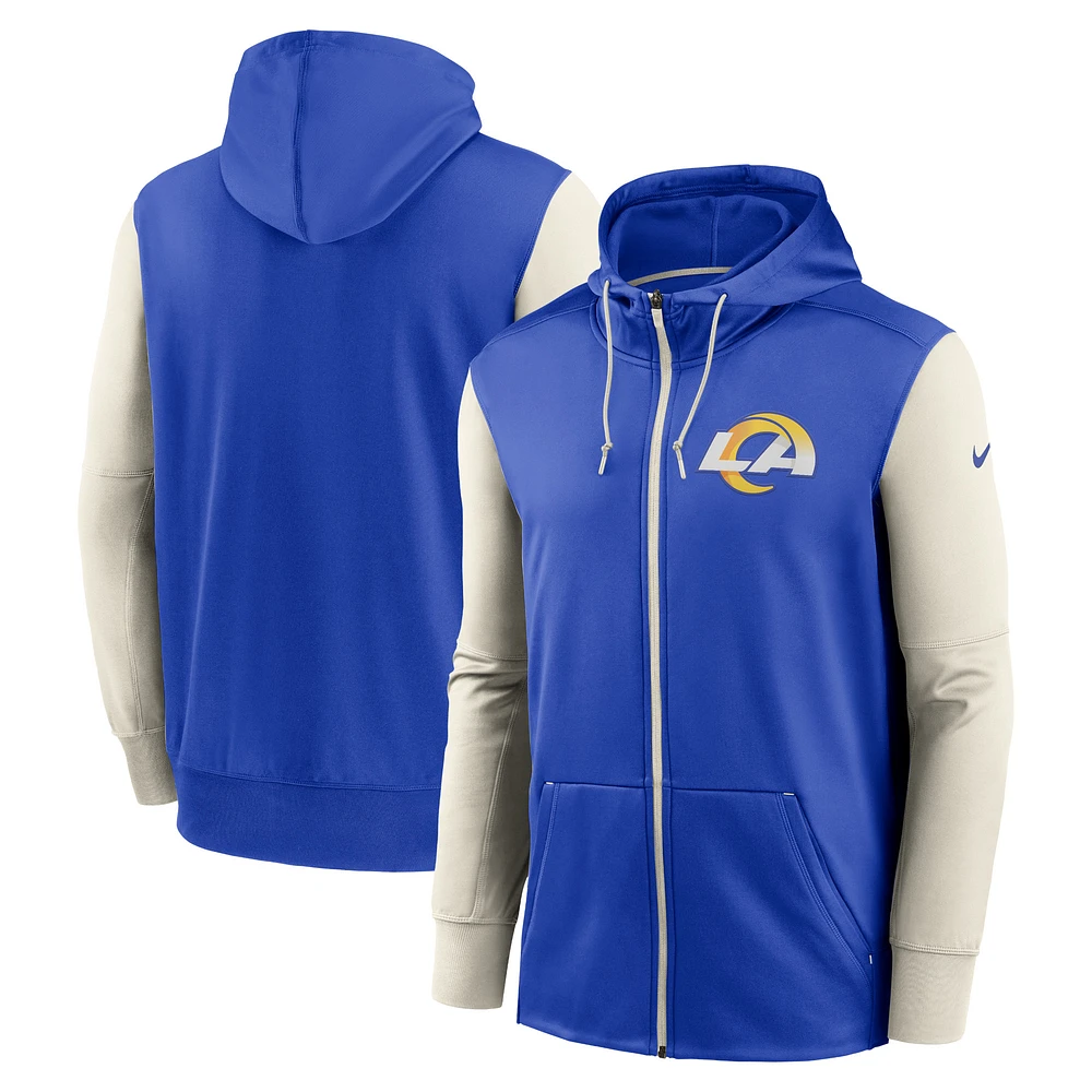 Men's Nike  Royal Los Angeles Rams Performance Full-Zip Hoodie