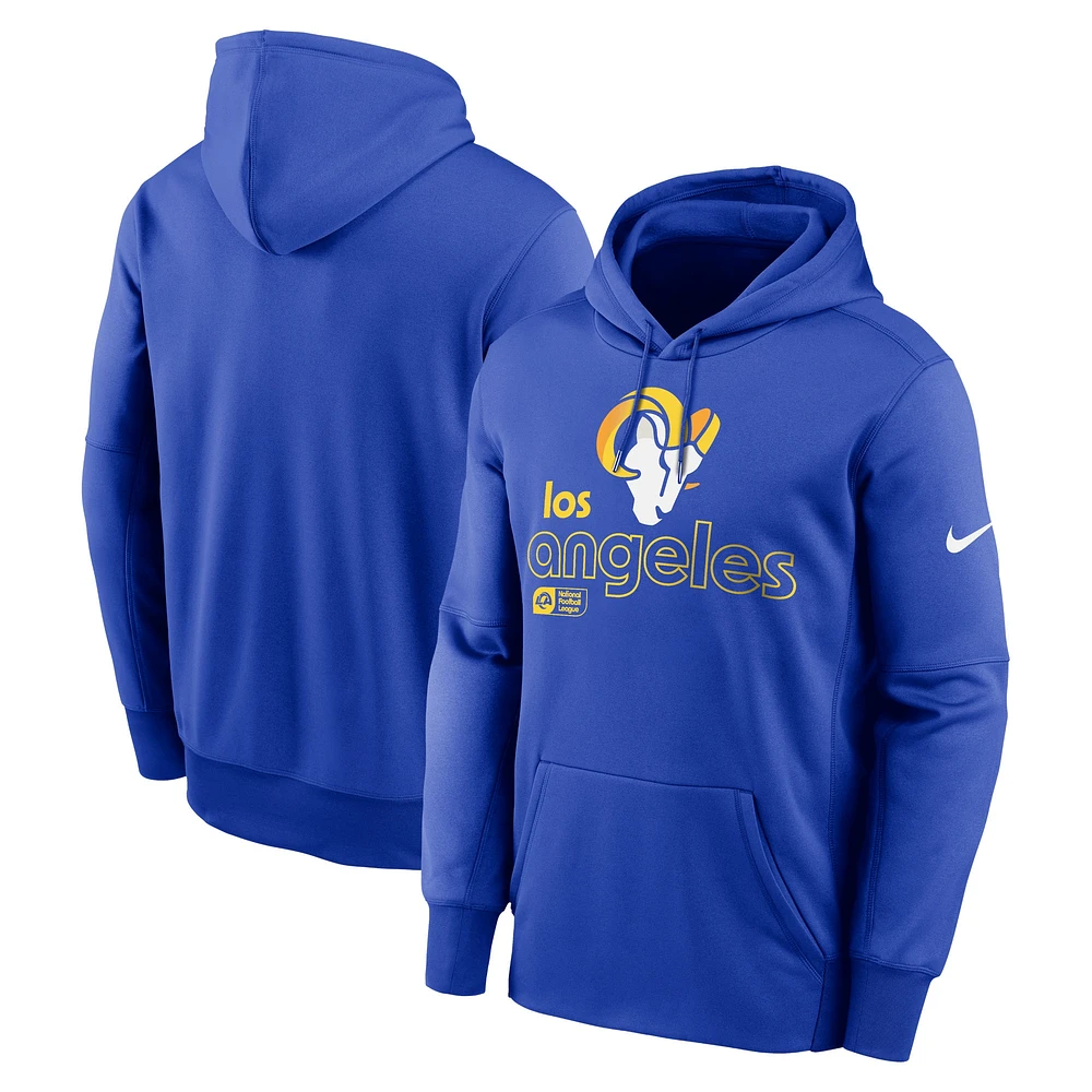 Sweat à capuche Nike Royal Los Angeles Rams Performance pour homme