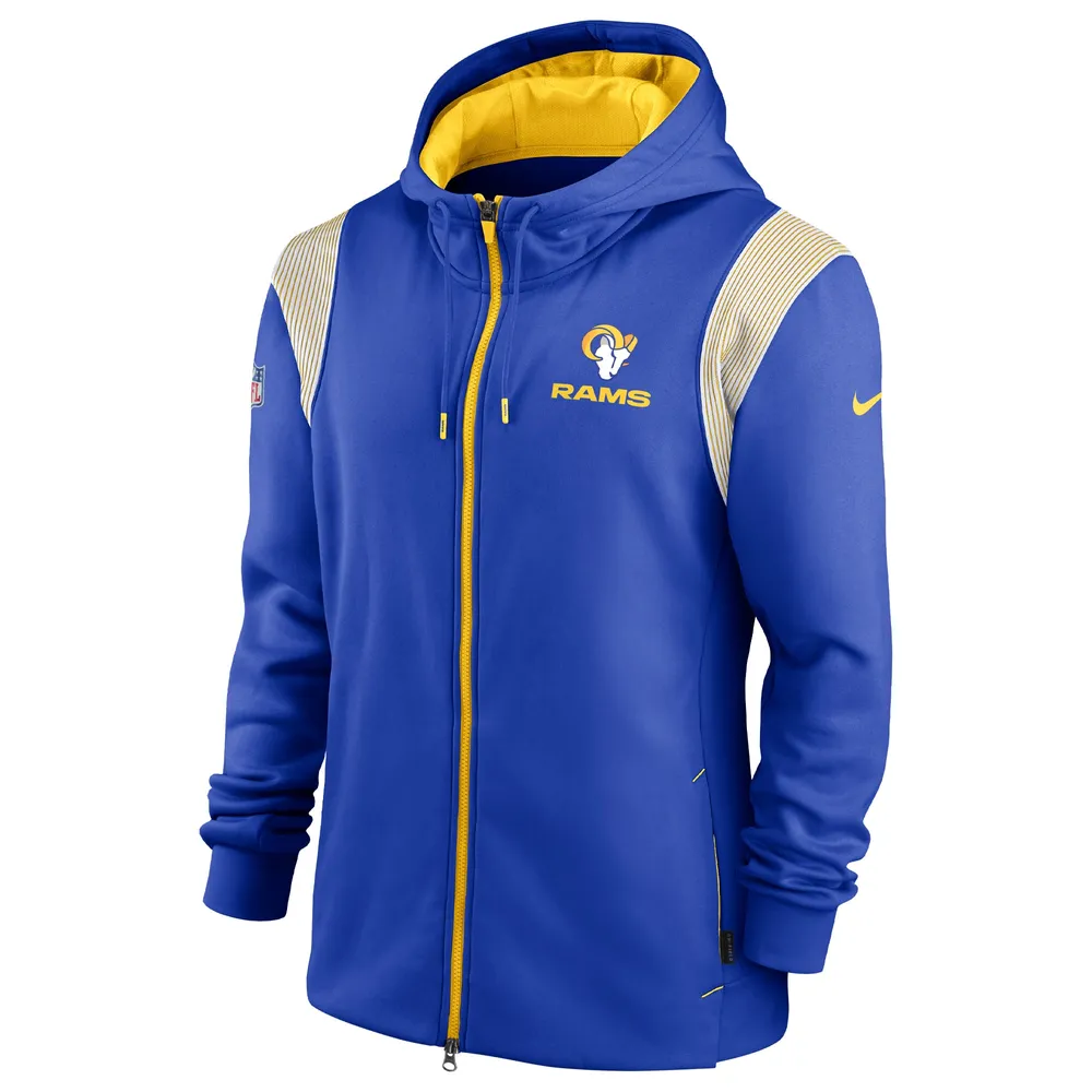 Men's Nike Royal Los Angeles Rams Performance Sideline Lockup Full-Zip Hoodie Size: Large