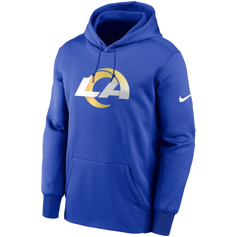 Youth Nike Royal Los Angeles Rams Logo Performance Pullover Hoodie