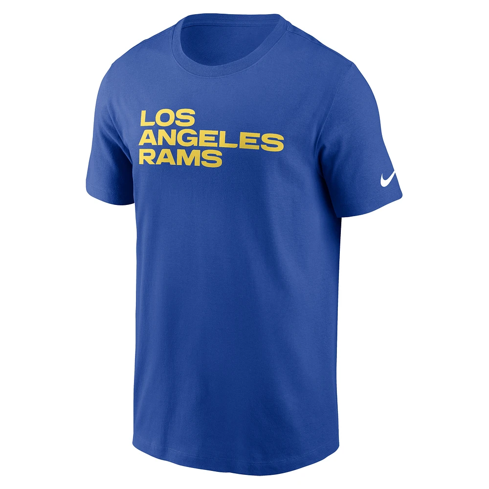 T-shirt Nike Royal Los Angeles Rams Primetime Wordmark Essential pour homme