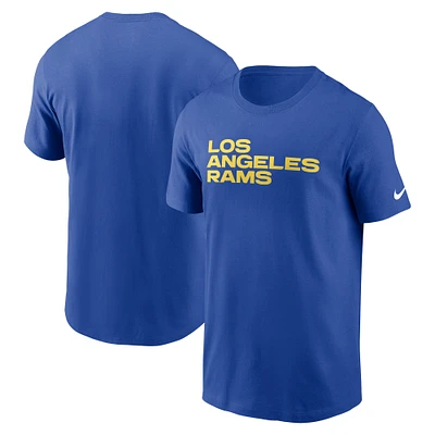 T-shirt Nike Royal Los Angeles Rams Primetime Wordmark Essential pour homme