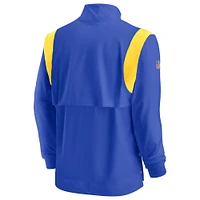 Men's Nike Royal Los Angeles Rams Sideline Coach Chevron Lockup Quarter-Zip Long Sleeve Top