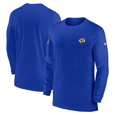 T-shirt à manches longues Nike Royal Los Angeles Rams Sideline Coach Performance pour homme