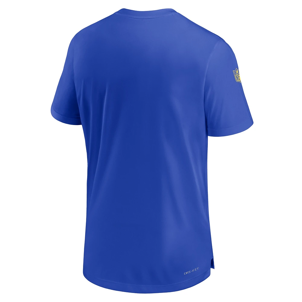 Men's Nike  Royal Los Angeles Rams Sideline Coach Performance T-Shirt