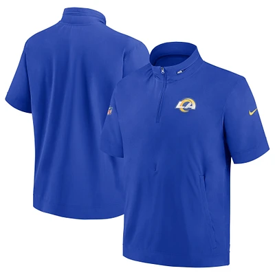 Veste à capuche manches courtes et fermeture éclair pour homme Nike Royal Los Angeles Rams Sideline Coach