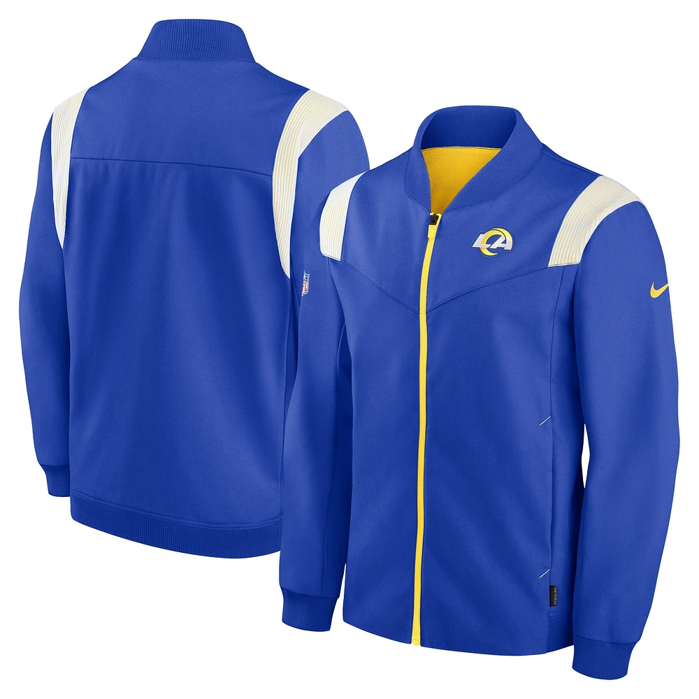 Men's Nike Royal Los Angeles Rams Sideline Coaches Bomber Full-Zip Jacket