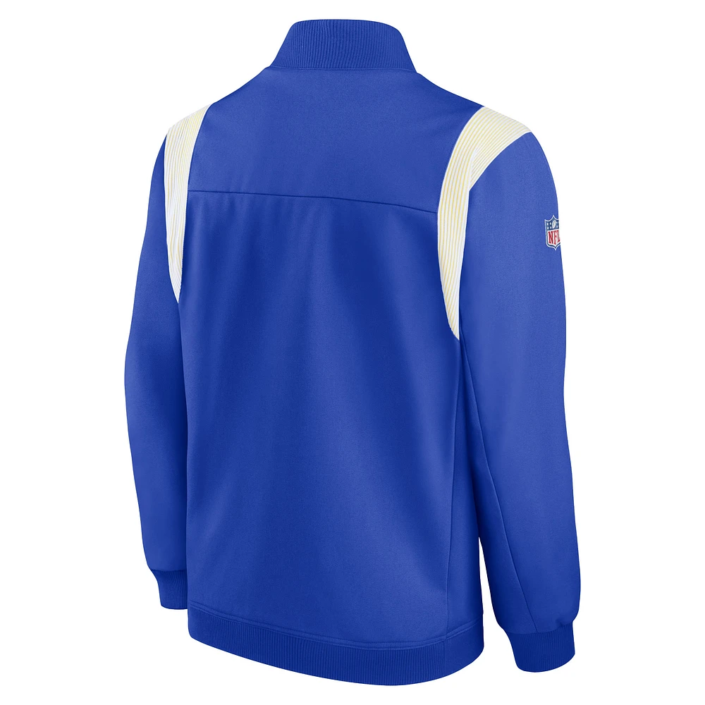 Men's Nike Royal Los Angeles Rams Sideline Coaches Bomber Full-Zip Jacket