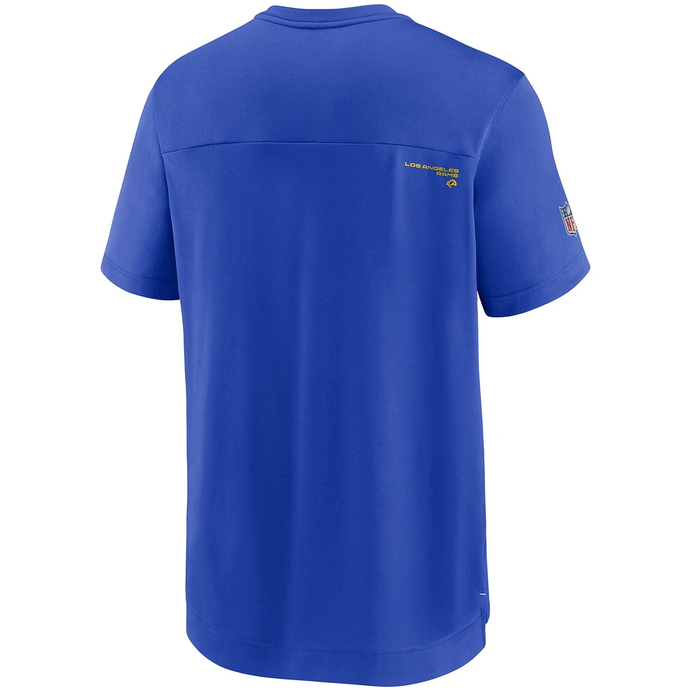 T-shirt à encolure en V pour homme Nike Royal Los Angeles Rams Sideline Coaches Performance