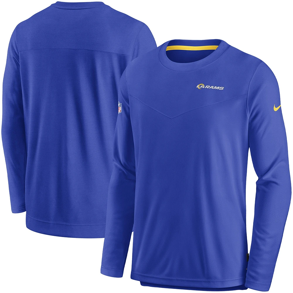 Men's Nike Royal Los Angeles Rams Sideline Lockup Performance Pullover Sweatshirt