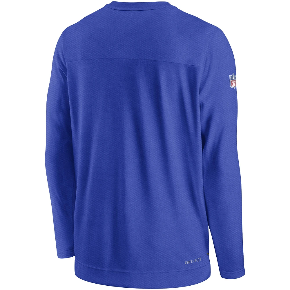 Men's Nike Royal Los Angeles Rams Sideline Lockup Performance Pullover Sweatshirt