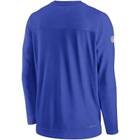 Men's Nike Royal Los Angeles Rams Sideline Lockup Performance Pullover Sweatshirt