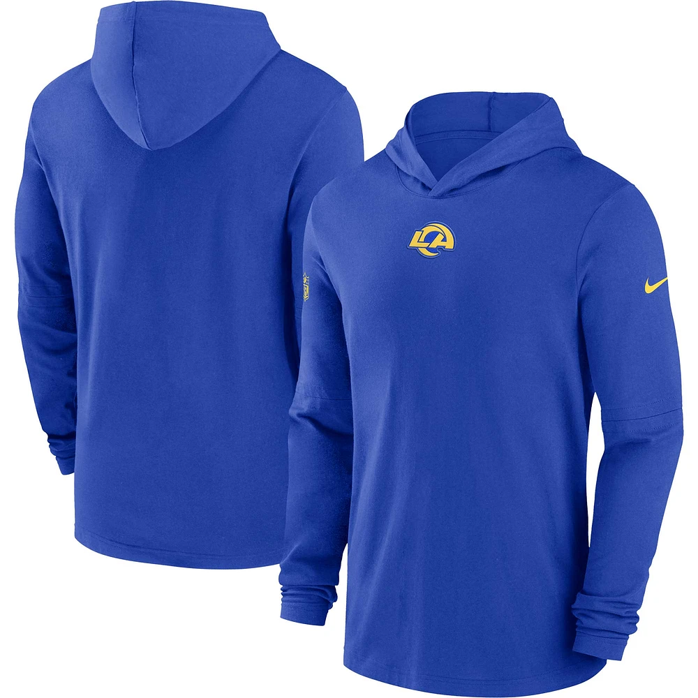 T-shirt à capuche manches longues Nike Royal Los Angeles Rams Sideline Performance pour homme