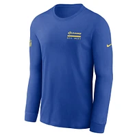 T-shirt Nike Royal Los Angeles Rams Sideline Performance à manches longues pour homme