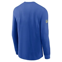 T-shirt Nike Royal Los Angeles Rams Sideline Performance à manches longues pour homme