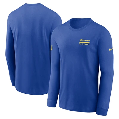 T-shirt Nike Royal Los Angeles Rams Sideline Performance à manches longues pour homme