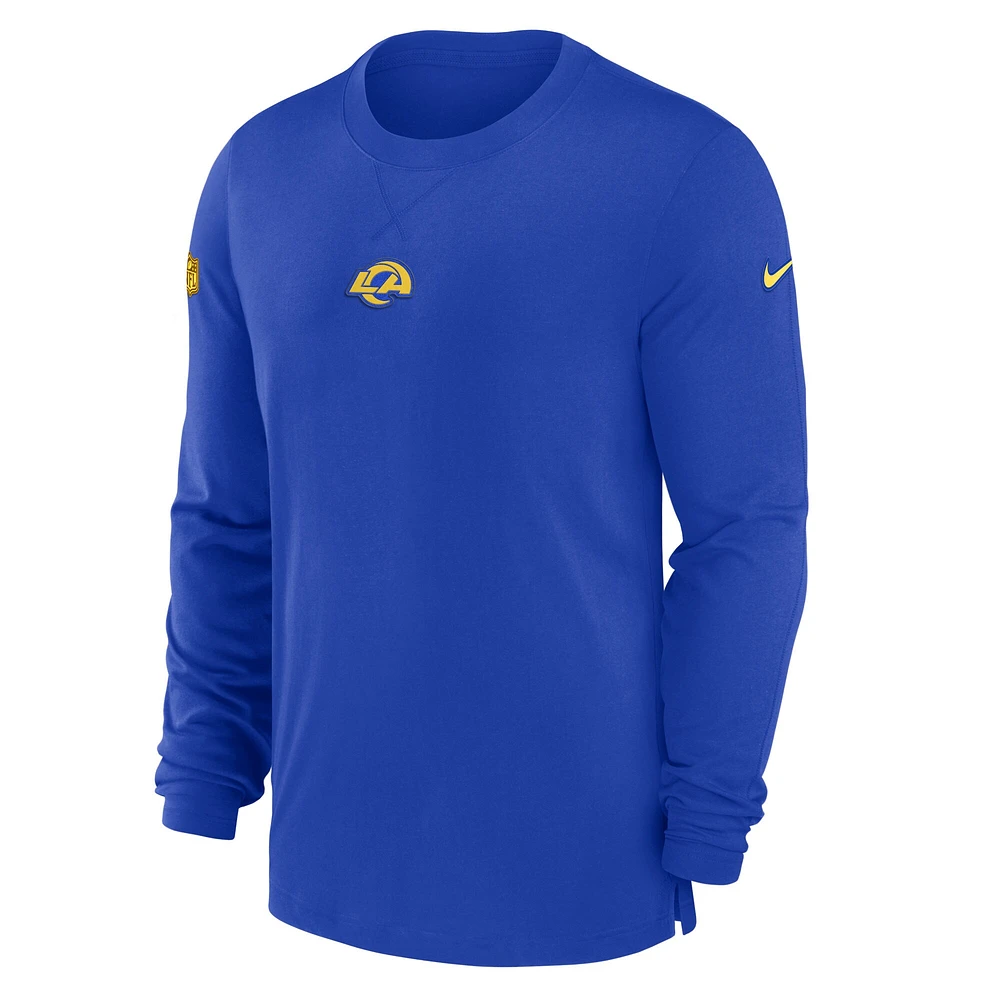 T-shirt à manches longues Nike Royal Los Angeles Rams Sideline Performance pour homme