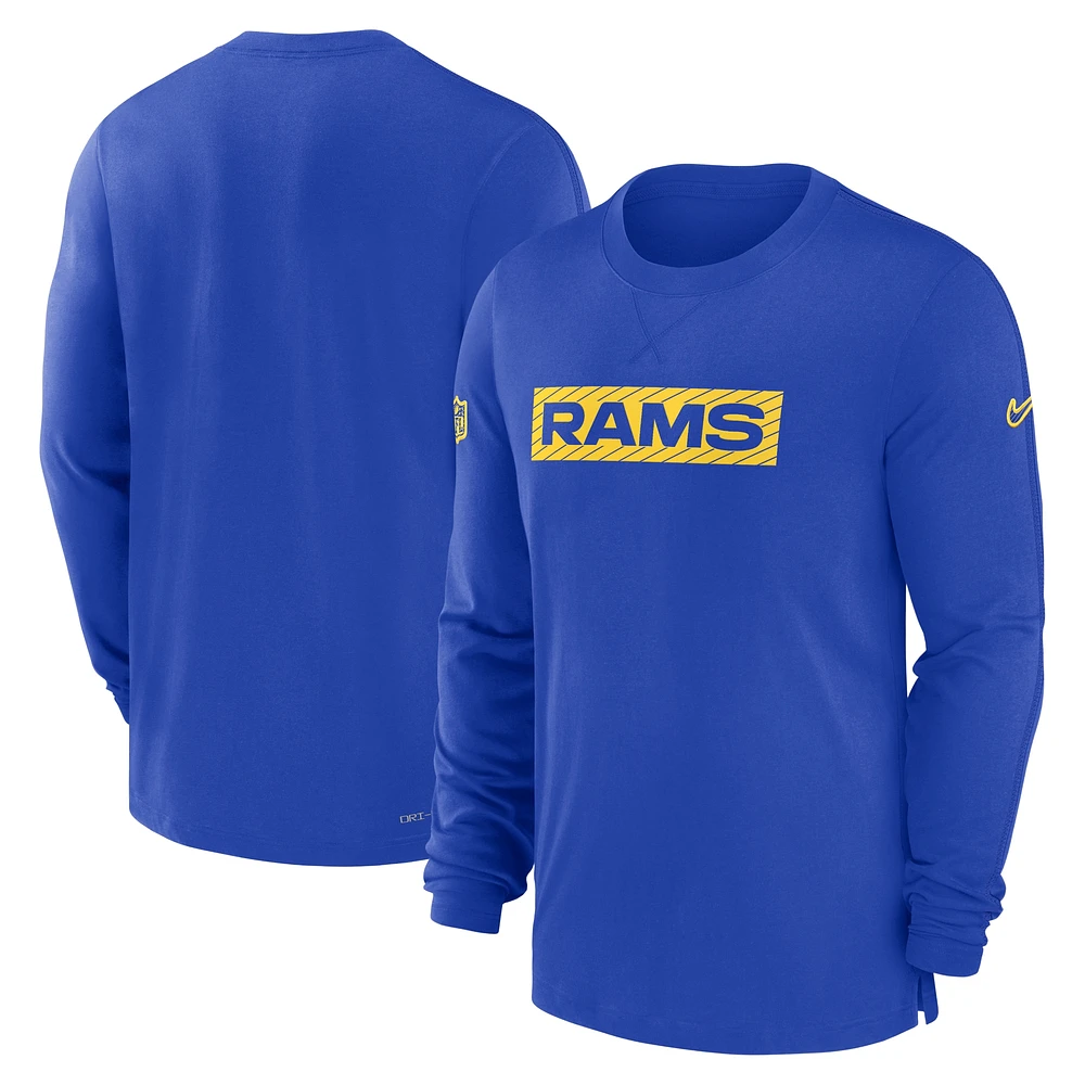 T-shirt à manches longues Nike Royal Los Angeles Rams Sideline Player Performance pour homme