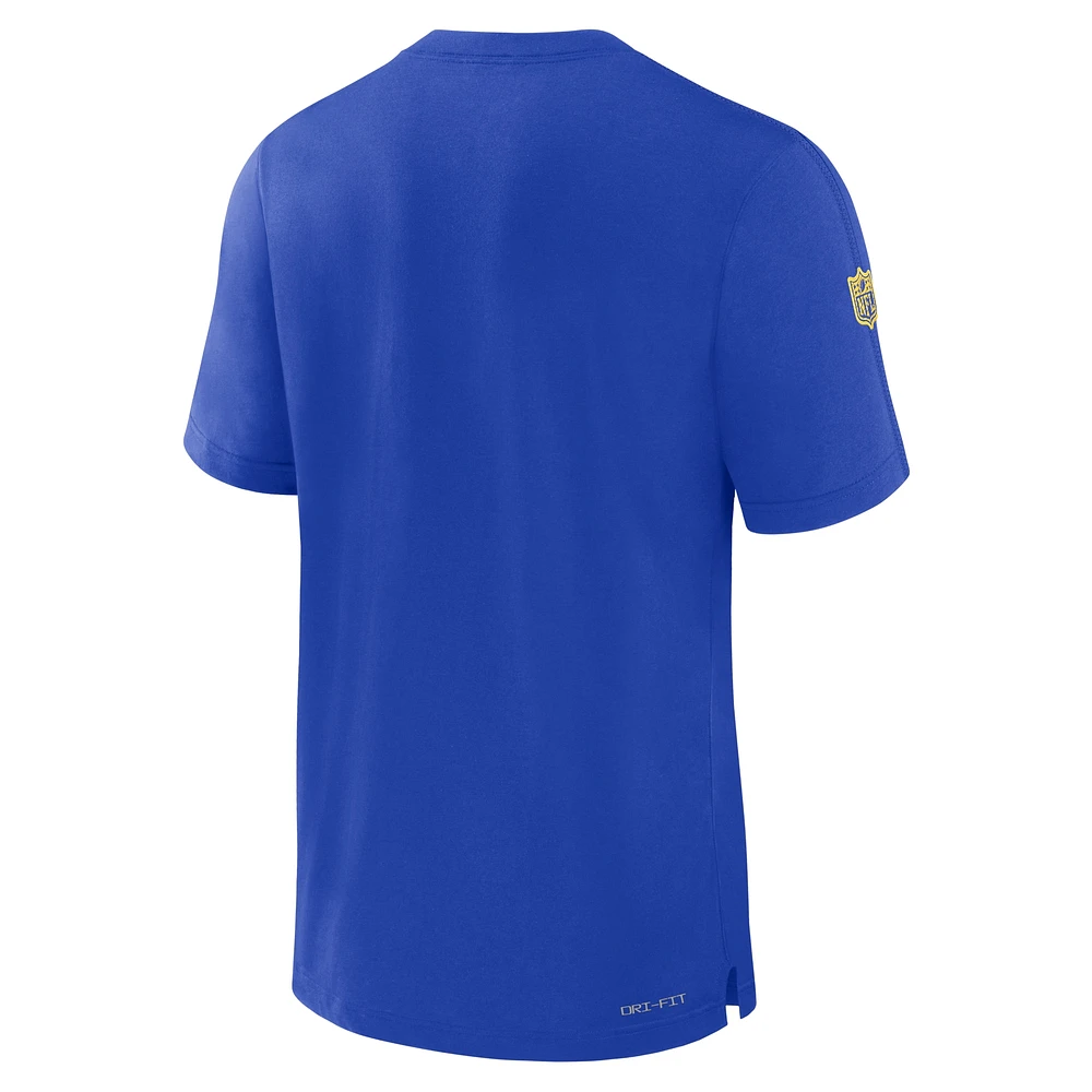 Men's Nike Royal Los Angeles Rams Sideline Player Performance T-Shirt