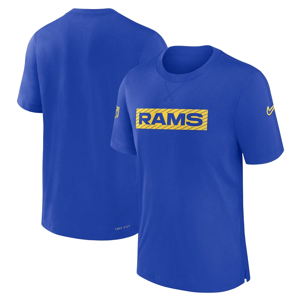 Men's Nike Royal Los Angeles Rams Sideline Player Performance T-Shirt