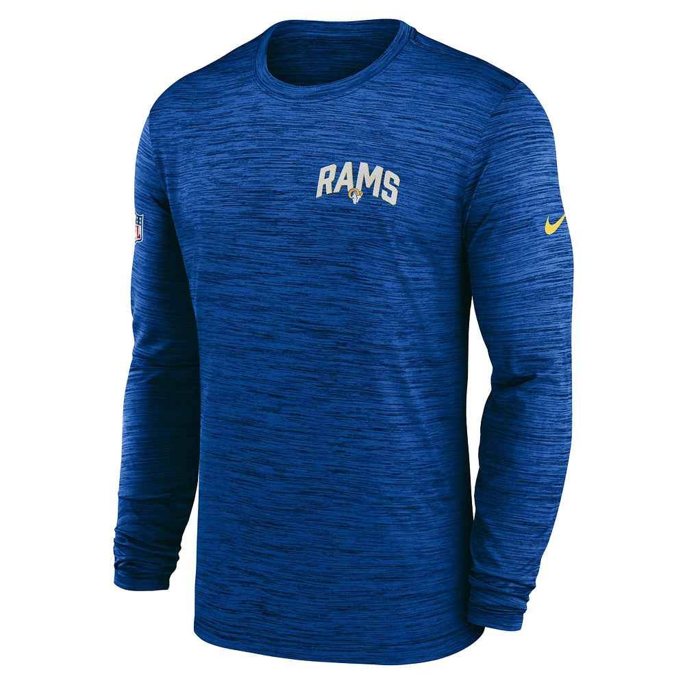 Men's Nike Royal Los Angeles Rams Sideline Velocity Athletic Stack Performance Long Sleeve T-Shirt