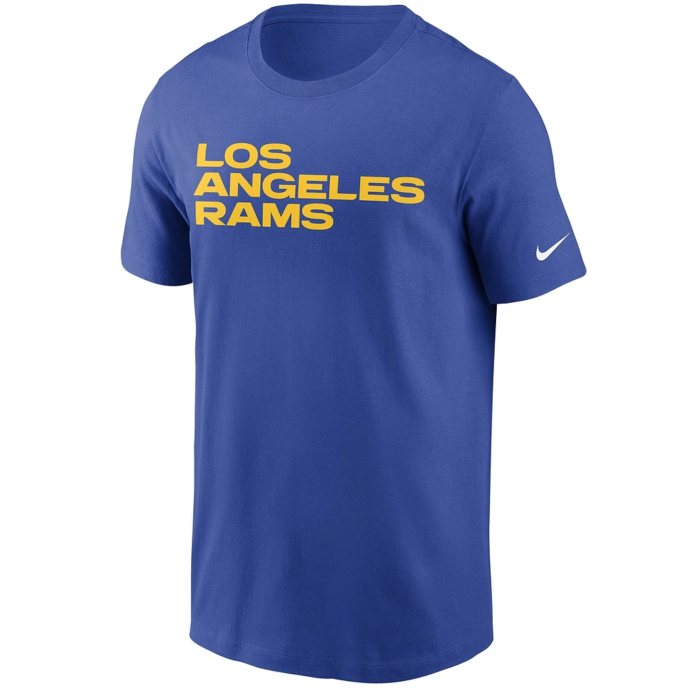 T-shirt Nike Royal Los Angeles Rams Team Wordmark pour homme